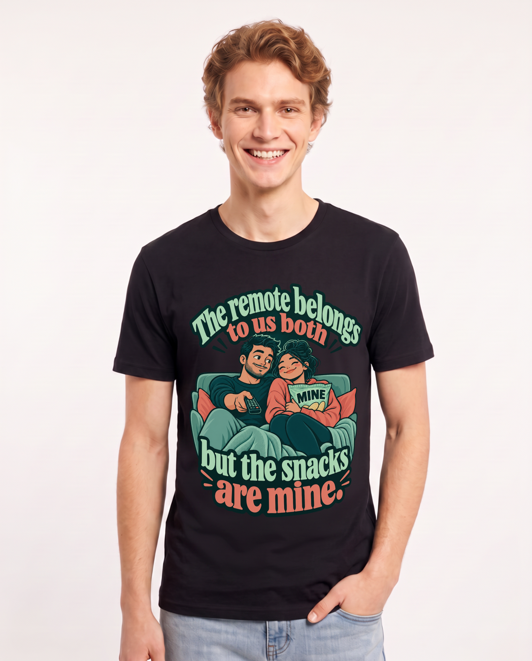 Couples Black T-Shirt for Men – Everyday Expression Graphic Tee product image 3
