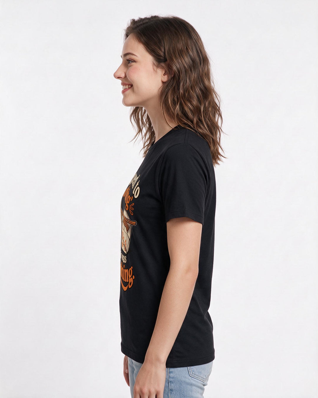 Couples Black T-Shirt for Women – Everyday Expression Graphic Tee product image 2