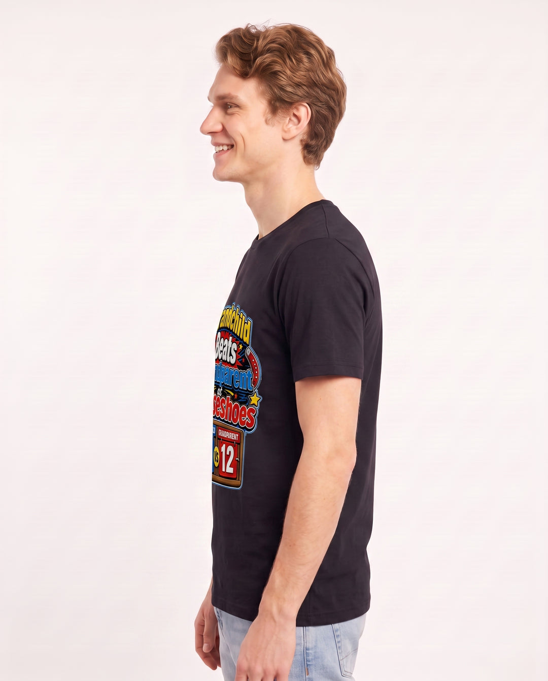 Grandchild Beats Grandparent at Horseshoes Men's Black T-Shirt product image 3