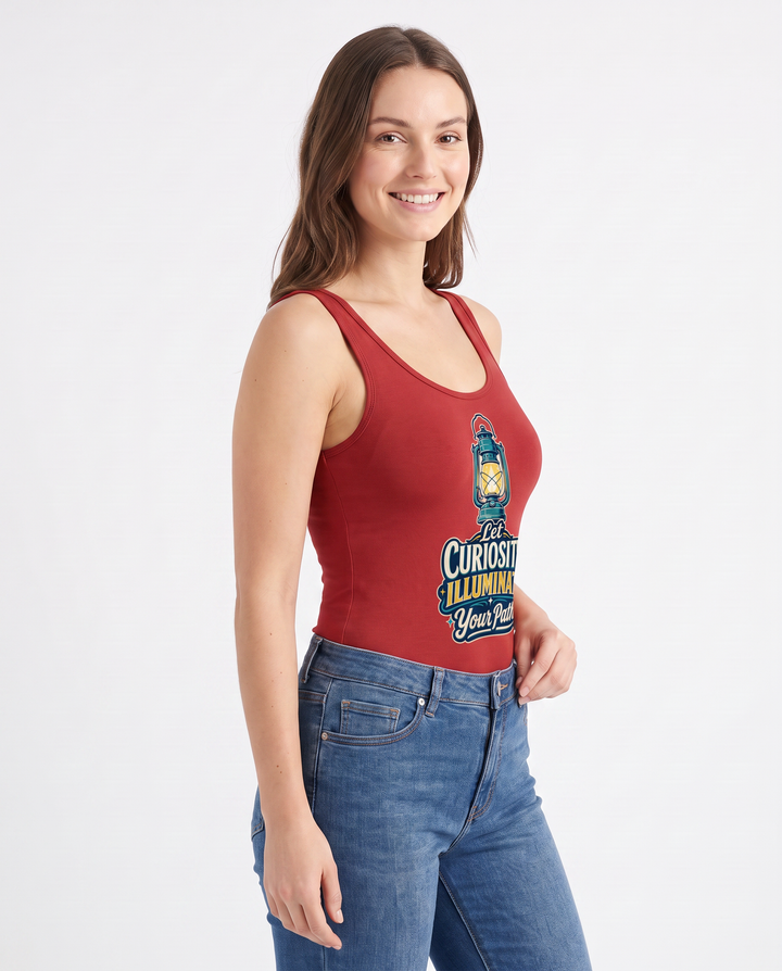 Let Curiosity Illuminate Your Path Sleeveless Tank Bodysuit mockup 2