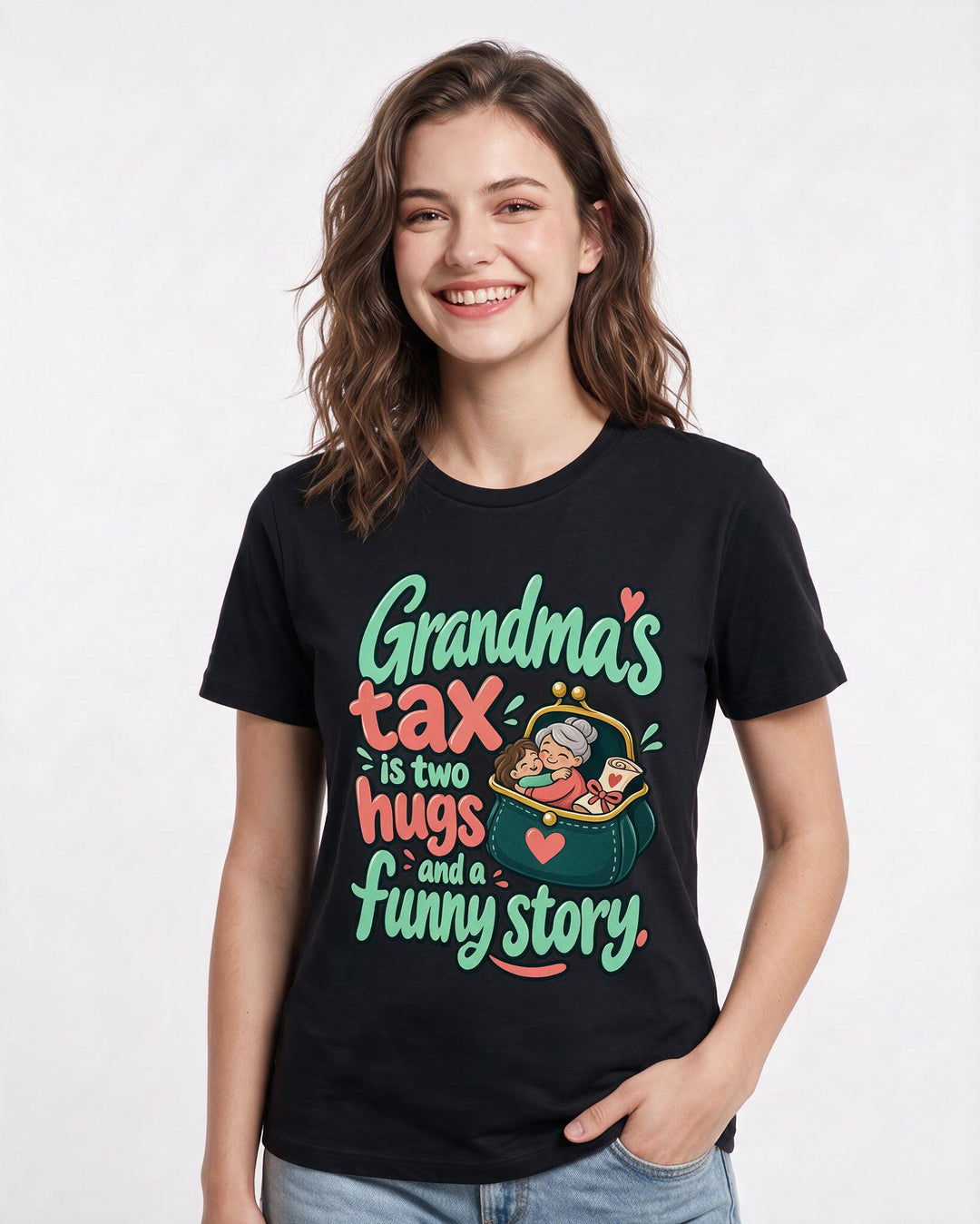 Grandparent Black T-Shirt for Women – Everyday Expression Graphic Tee product image 1