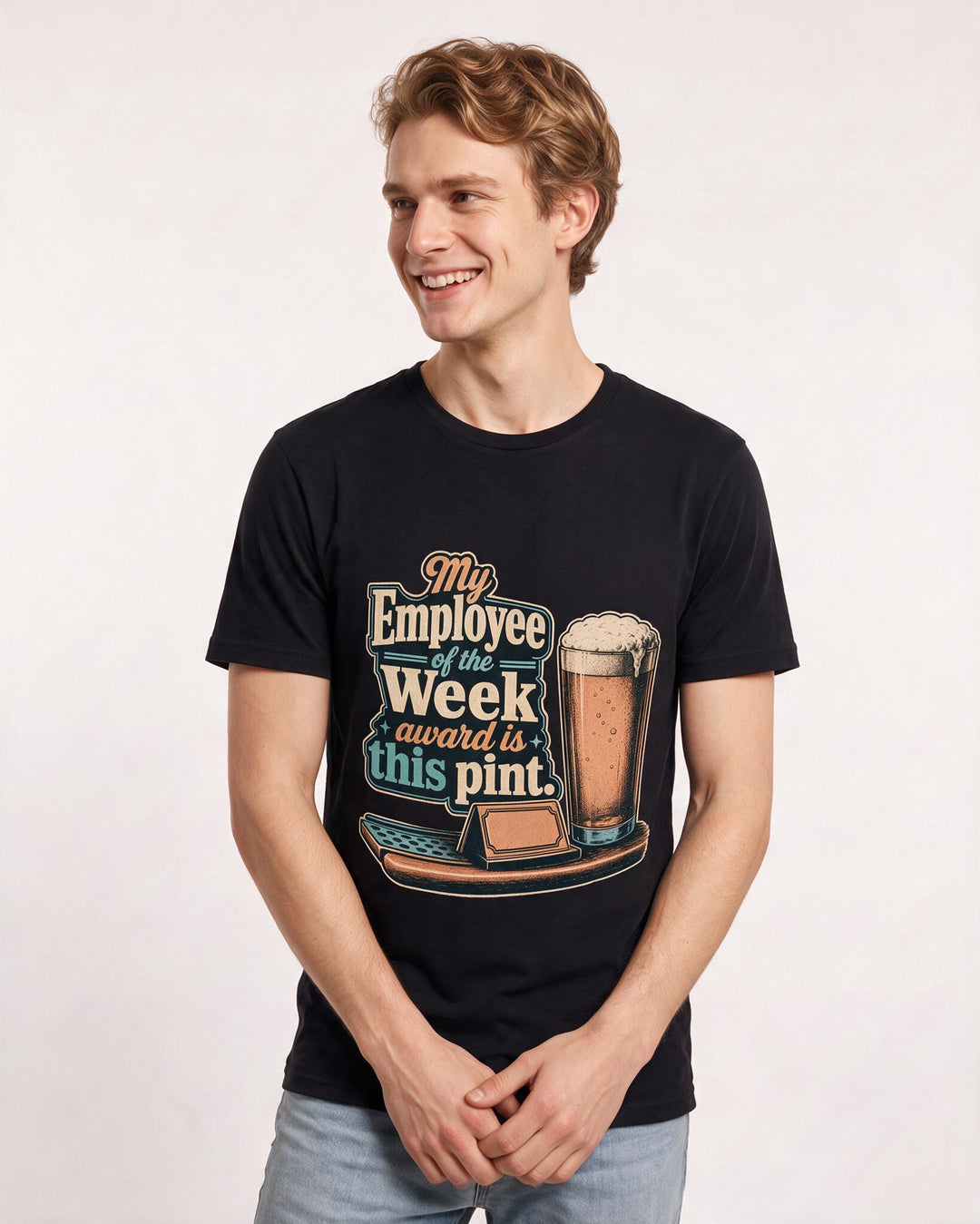 Beer Men's Black T-Shirt – My Employee of the Week award is this pint product image 3
