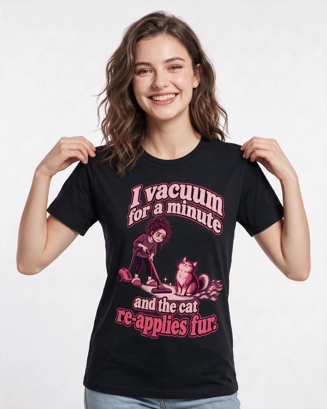 Cat Lover Black T-Shirt for Women – Everyday Expression Graphic Tee product image 1