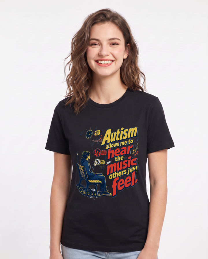 Neurodiversity Black T-Shirt for Women – Everyday Expression Graphic Tee product image 3