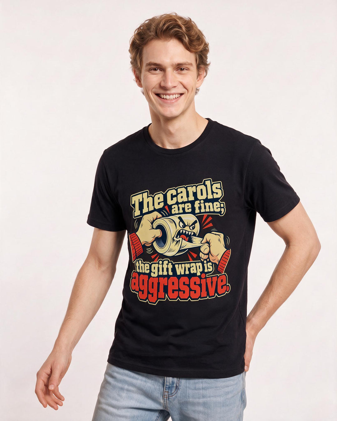 Christmas Black T-Shirt for Men – Holiday Theme Graphic Tee product image 1