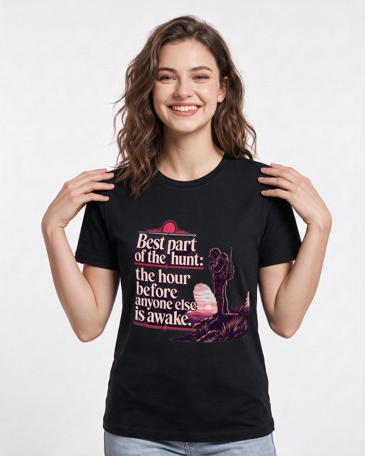 Hunting Black T-Shirt for Women – Everyday Expression Graphic Tee product image 1