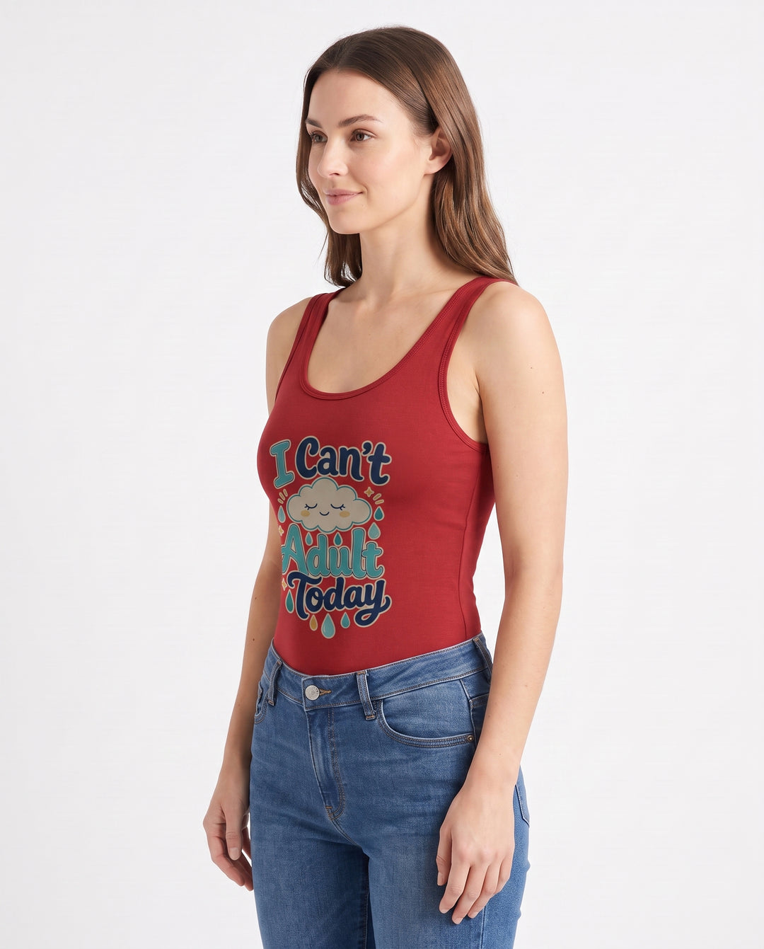 I Can't Adult Today Sleeveless Tank Bodysuit mockup 2