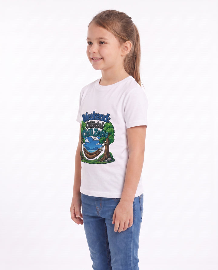 Weekend: Official Chill Zone White T-Shirt mockup 2