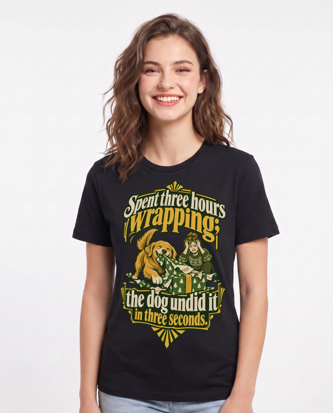 Christmas Black T-Shirt for Women – Holiday Theme Graphic Tee product image 3