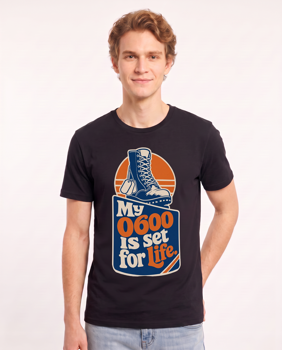 Graphic Men's Black T-Shirt - My 0600 is set for life. product image 3