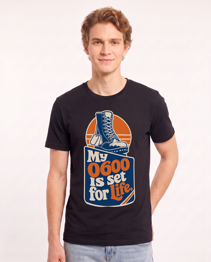 Graphic Men's Black T-Shirt - My 0600 is set for life. product image 3