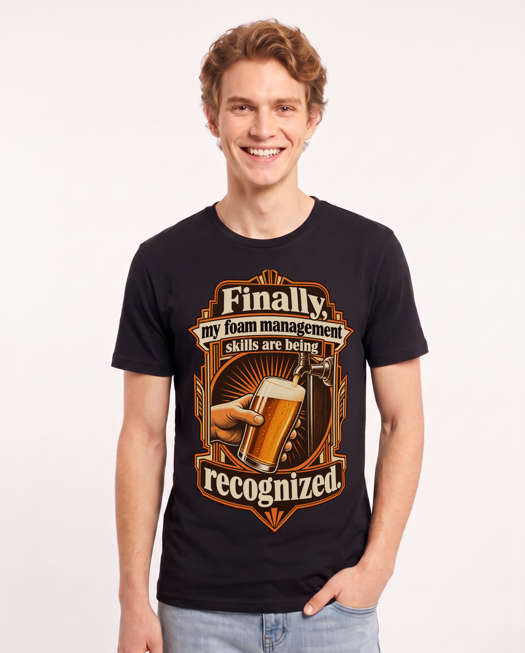 Beer Black T-Shirt for Men – Everyday Expression Graphic Tee product image 3