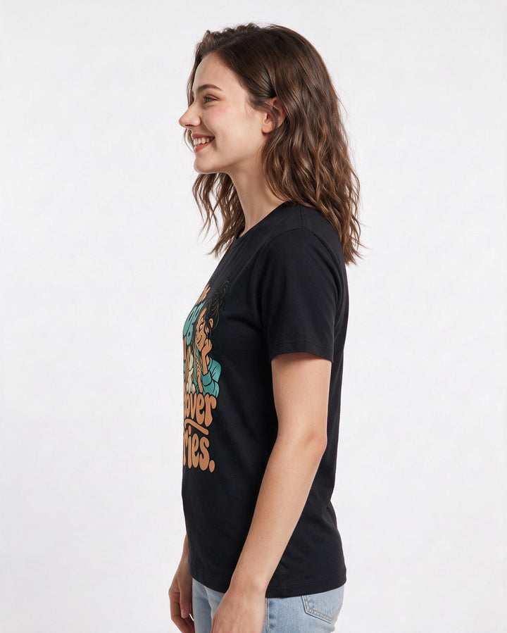 Couples Black T-Shirt for Women – Everyday Expression Graphic Tee product image 2