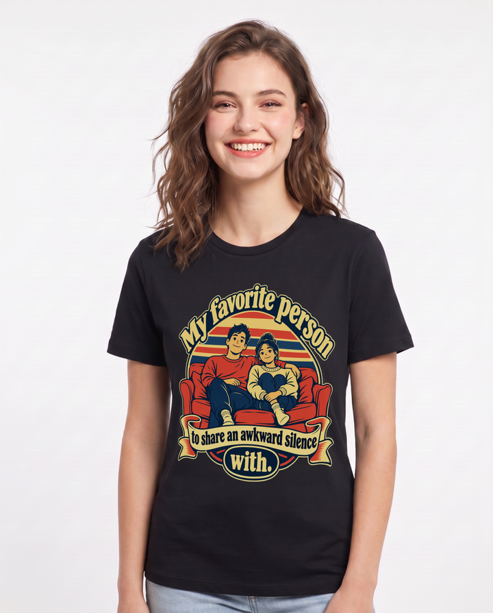 Couples Black T-Shirt for Women – Everyday Expression Graphic Tee product image 3