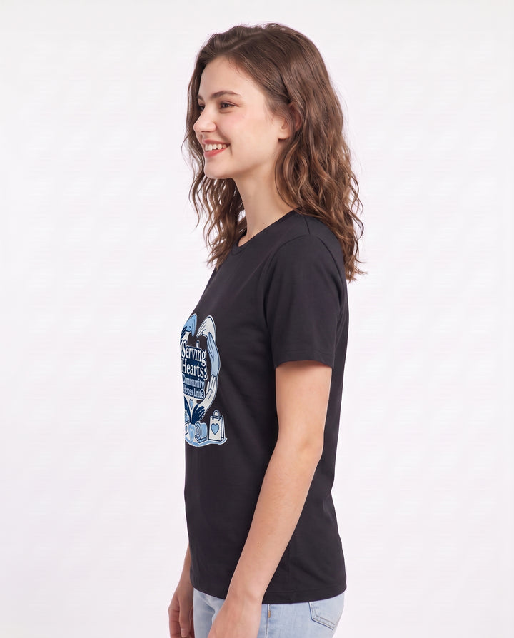 Serving Hearts: Community Heroes Unite Women's Black T-Shirt product image 3