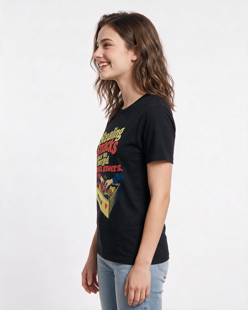 Couples Black T-Shirt for Women – Everyday Expression Graphic Tee product image 2
