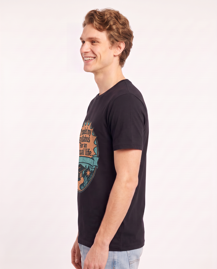 Graduation Gift Men's Black T-Shirt - Traded my syllabus for an actual product image 2