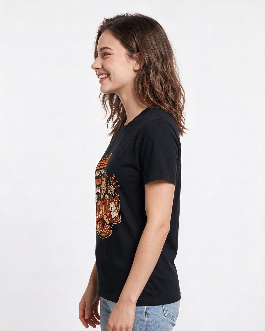 Christmas Black T-Shirt for Women – Holiday Theme Graphic Tee product image 2