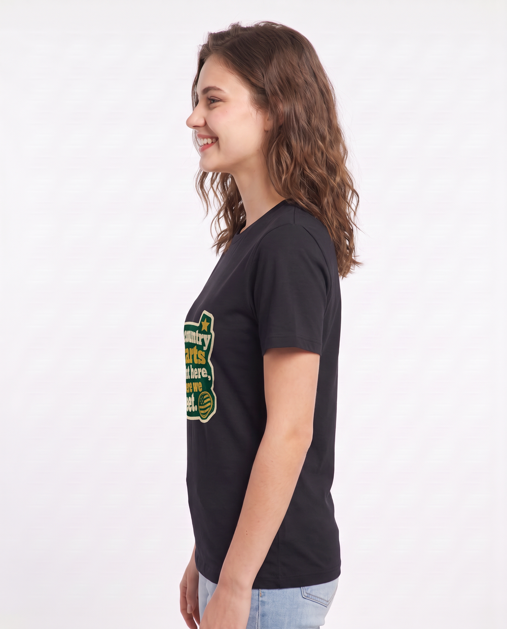 Graphic Women's Black T-Shirt - My country starts right here, where we product image 2