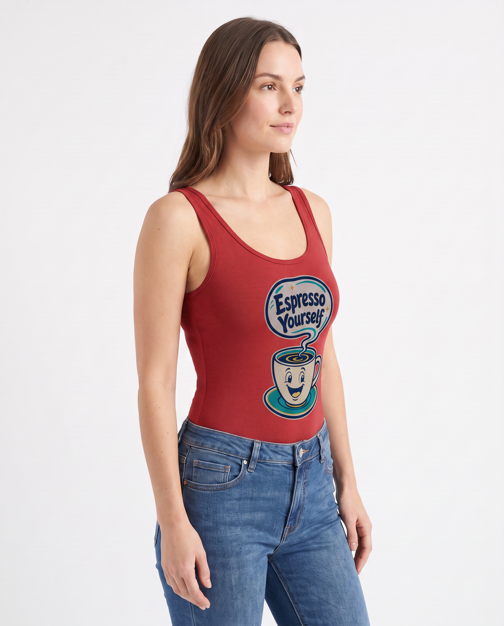 Espresso Yourself Sleeveless Tank Bodysuit mockup 2