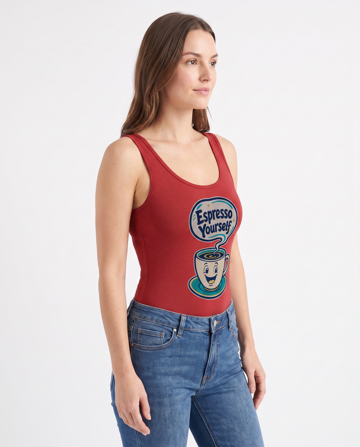 Espresso Yourself Sleeveless Tank Bodysuit mockup 2
