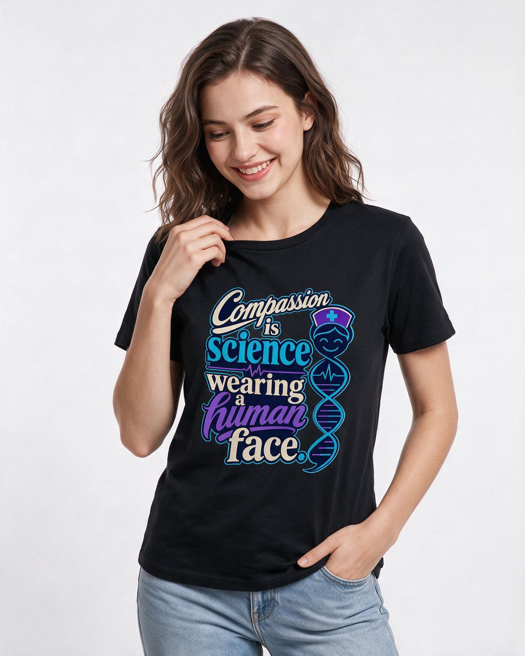 Nurse Black T-Shirt for Women – Nursing Life Graphic Tee product image 3