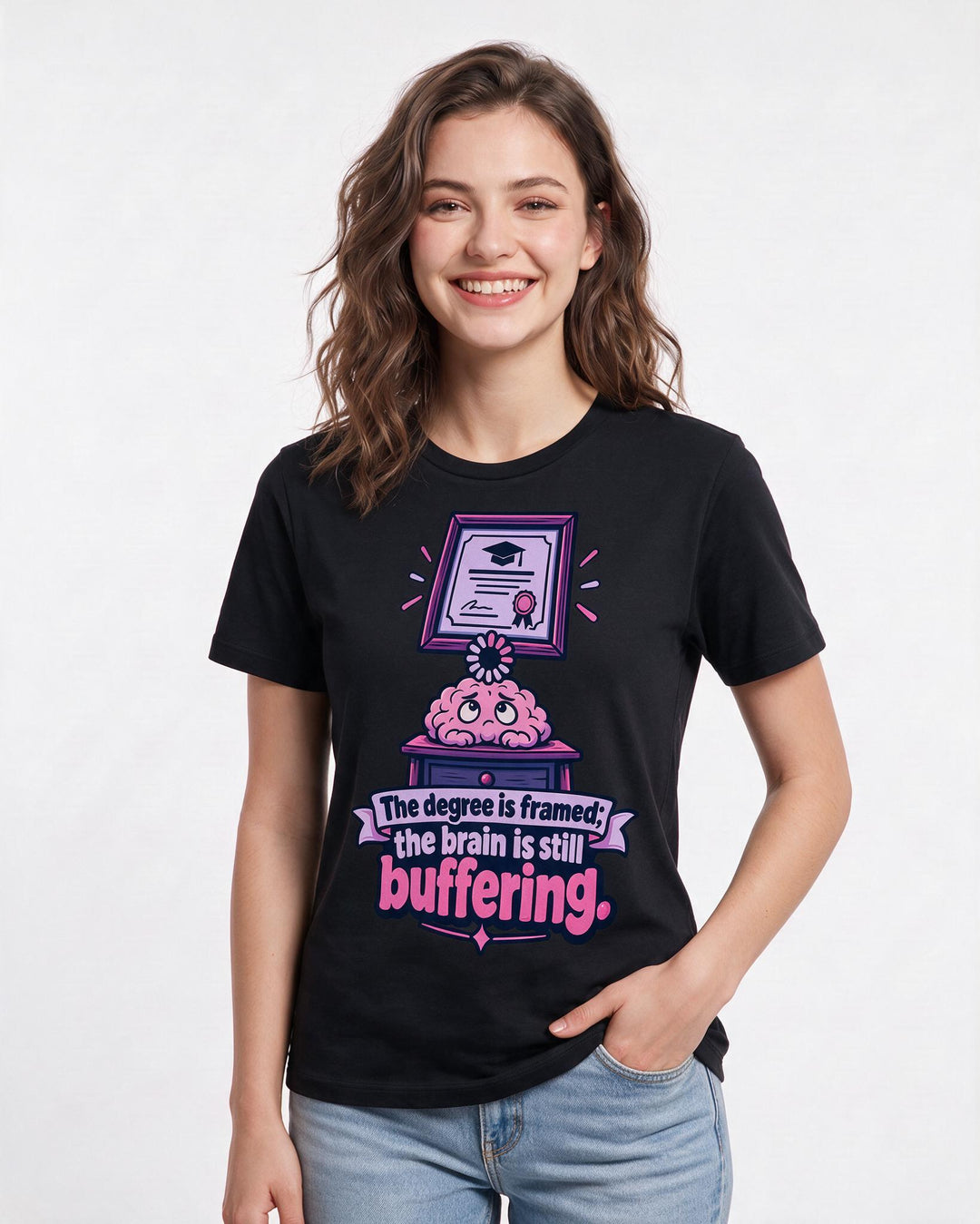 Graduation Black T-Shirt for Women – Everyday Expression Graphic Tee product image 1