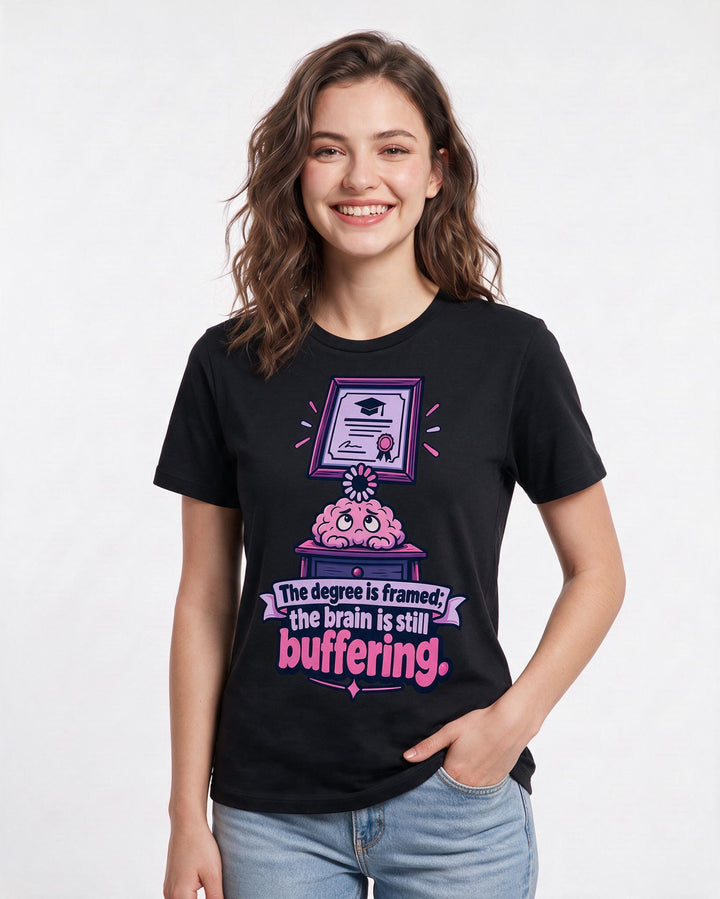 Graduation Black T-Shirt for Women – Everyday Expression Graphic Tee product image 1
