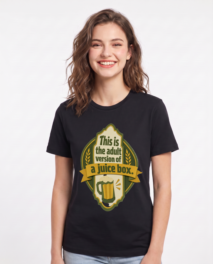 Funny Beer Women's Black T-Shirt - This is the adult version of a product image 1
