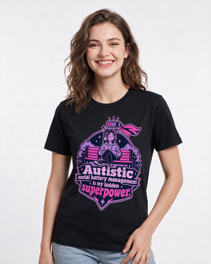Neurodiversity Black T-Shirt for Women – Everyday Expression Graphic Tee product image 1