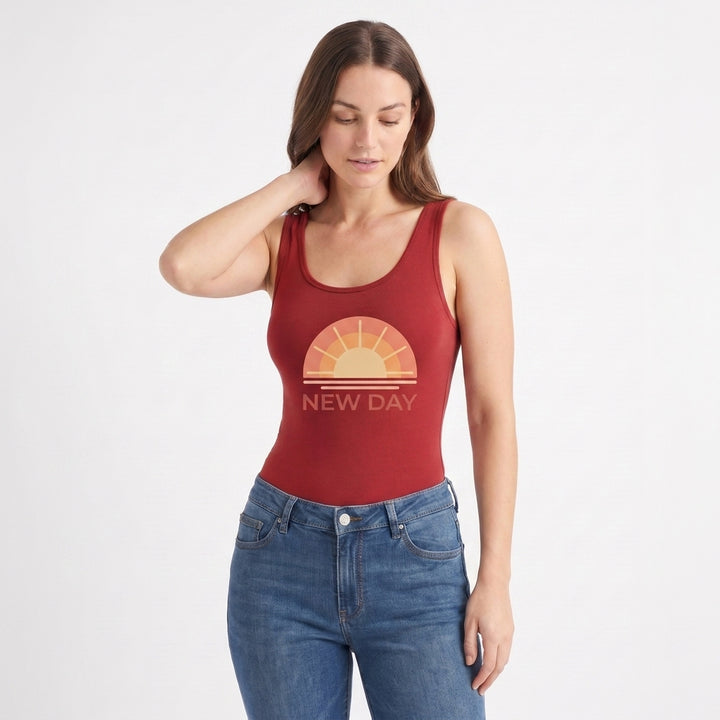 Fresh Start Vibes Sleeveless Tank Bodysuit mockup 3