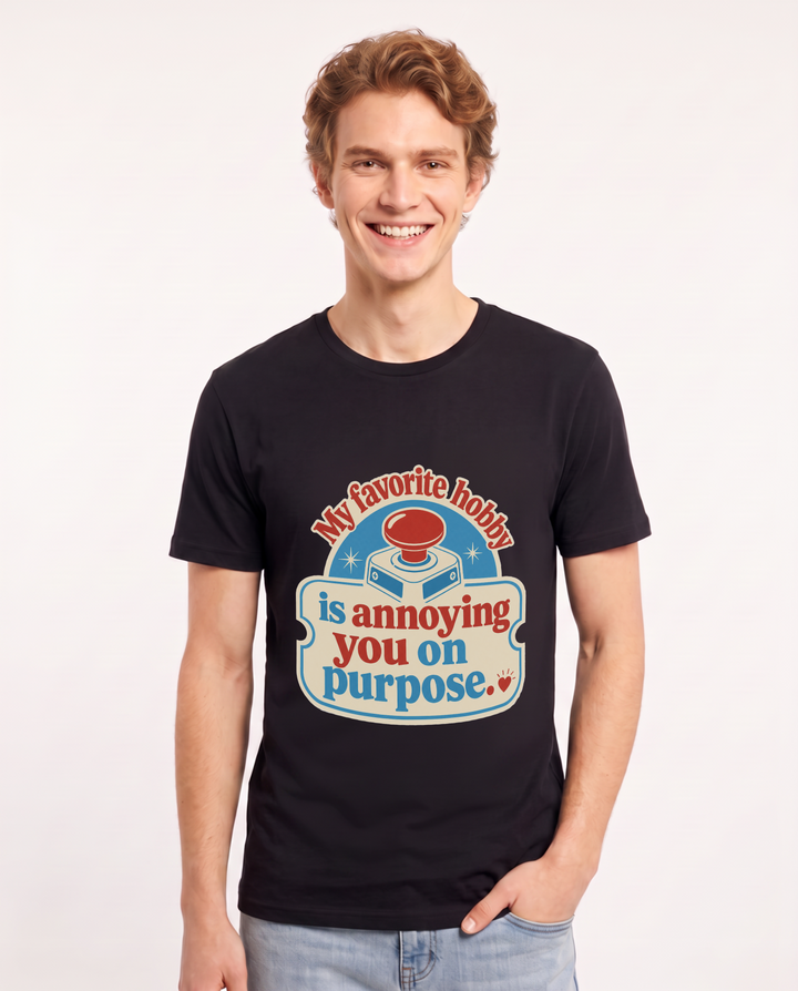 Couples Men's Black T-Shirt - My favorite hobby is annoying you on product image 1