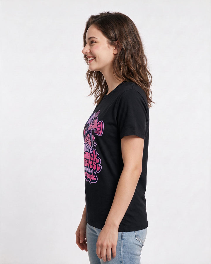 Couples Black T-Shirt for Women – Everyday Expression Graphic Tee product image 2