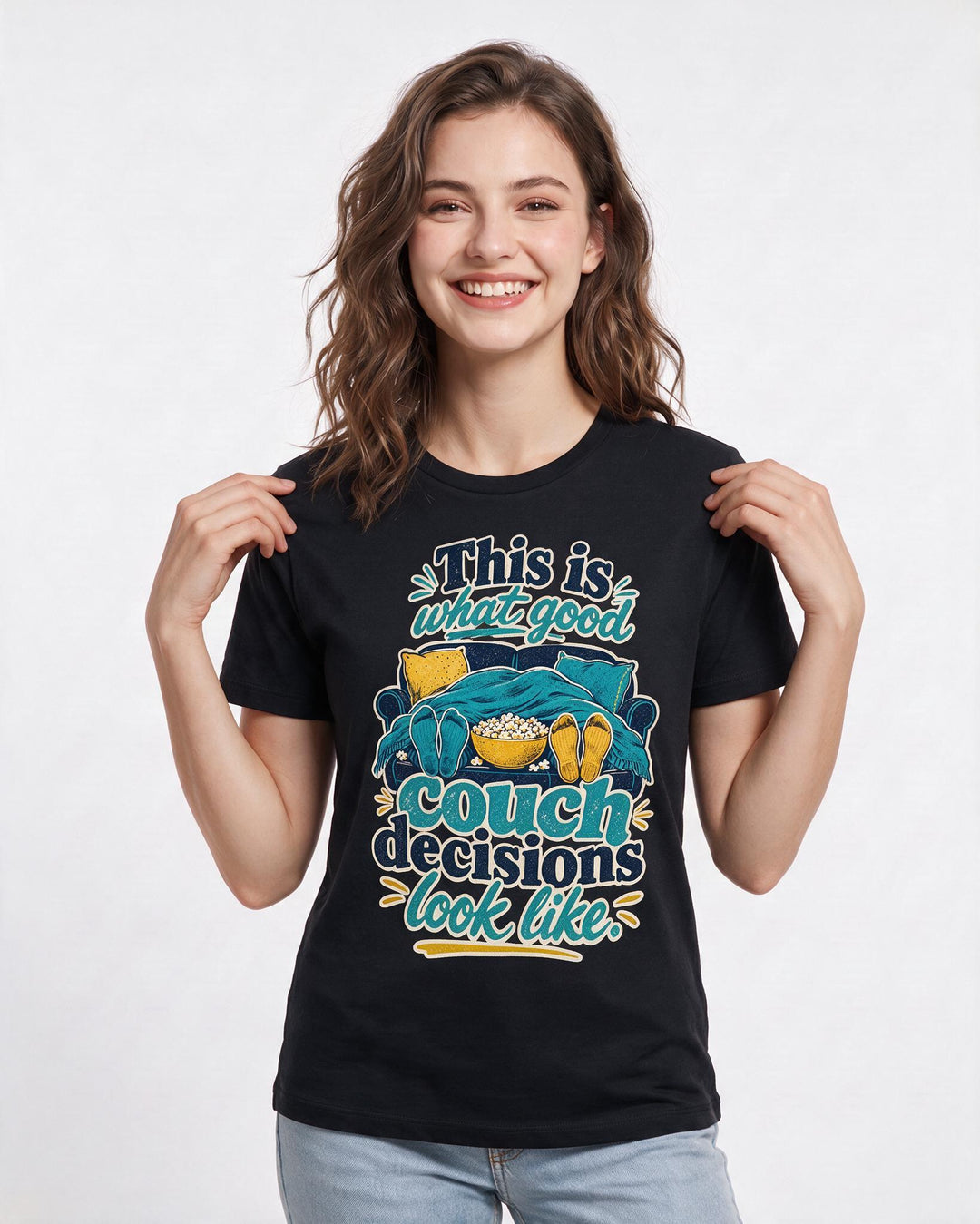 Couples Black T-Shirt for Women – Everyday Expression Graphic Tee product image 3