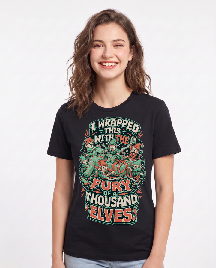 Christmas Women's Black T-Shirt – I wrapped this with the fury of a product image 1