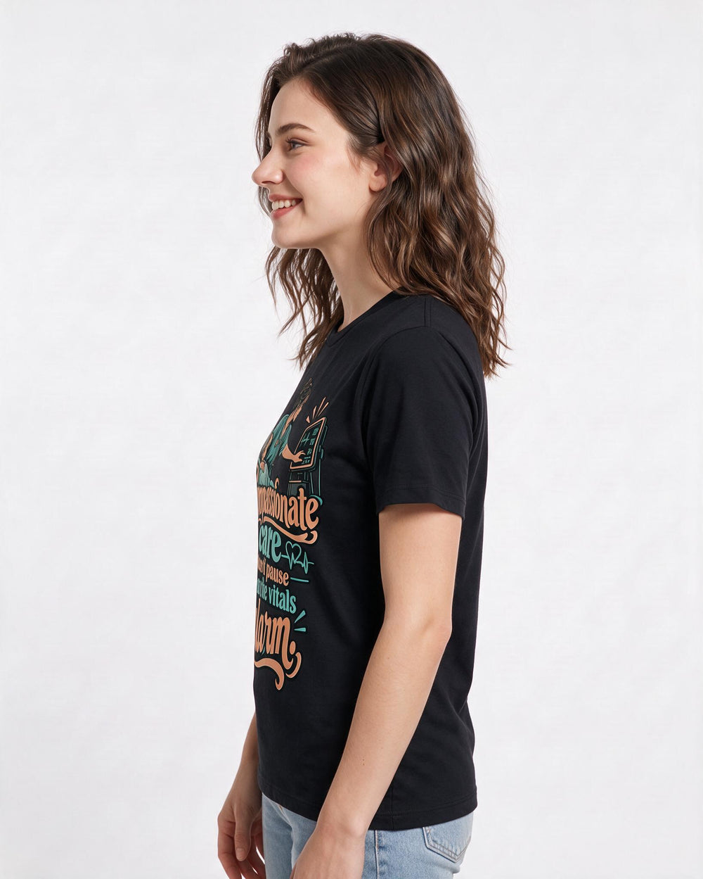 Nurse Black T-Shirt for Women – Nursing Life Graphic Tee product image 2