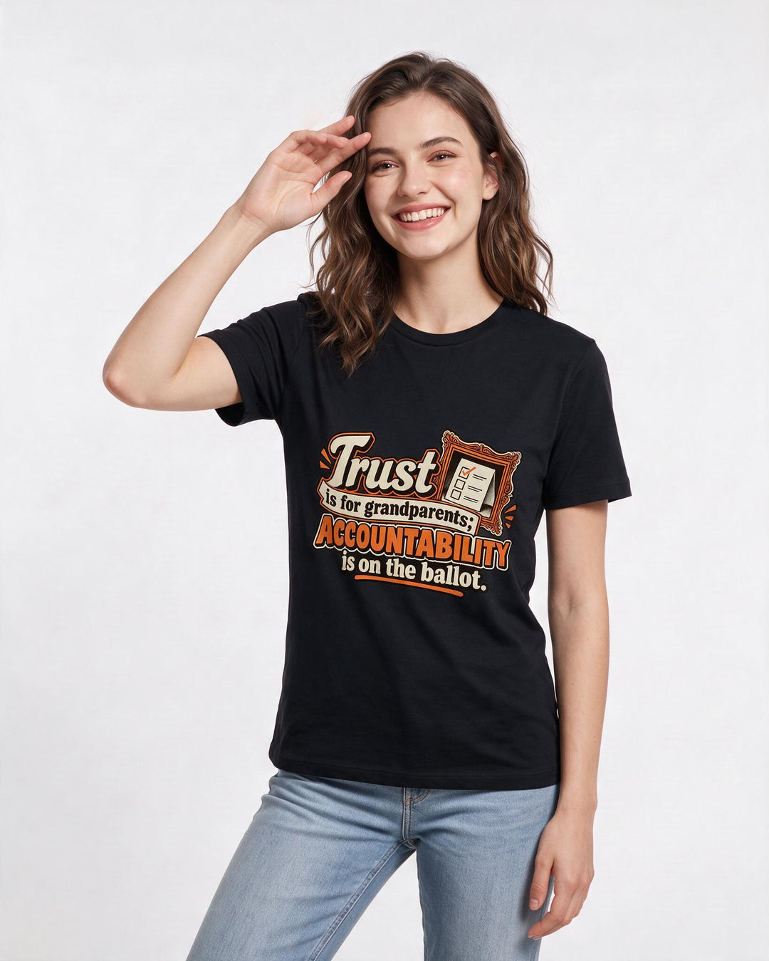 Political Statement Black T-Shirt for Women – Everyday Expression Graphic Tee product image 1