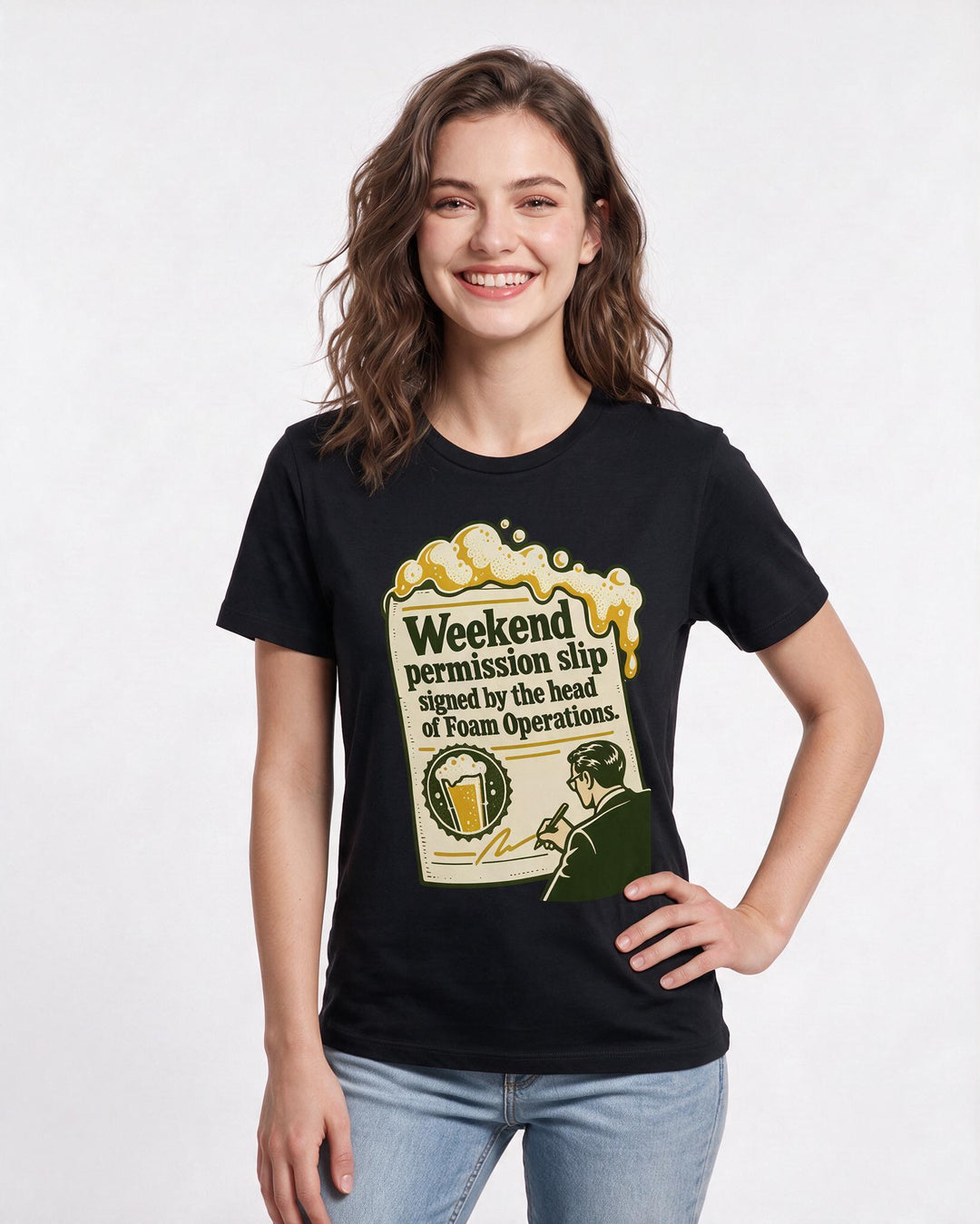 Beer Black T-Shirt for Women – Everyday Expression Graphic Tee product image 1