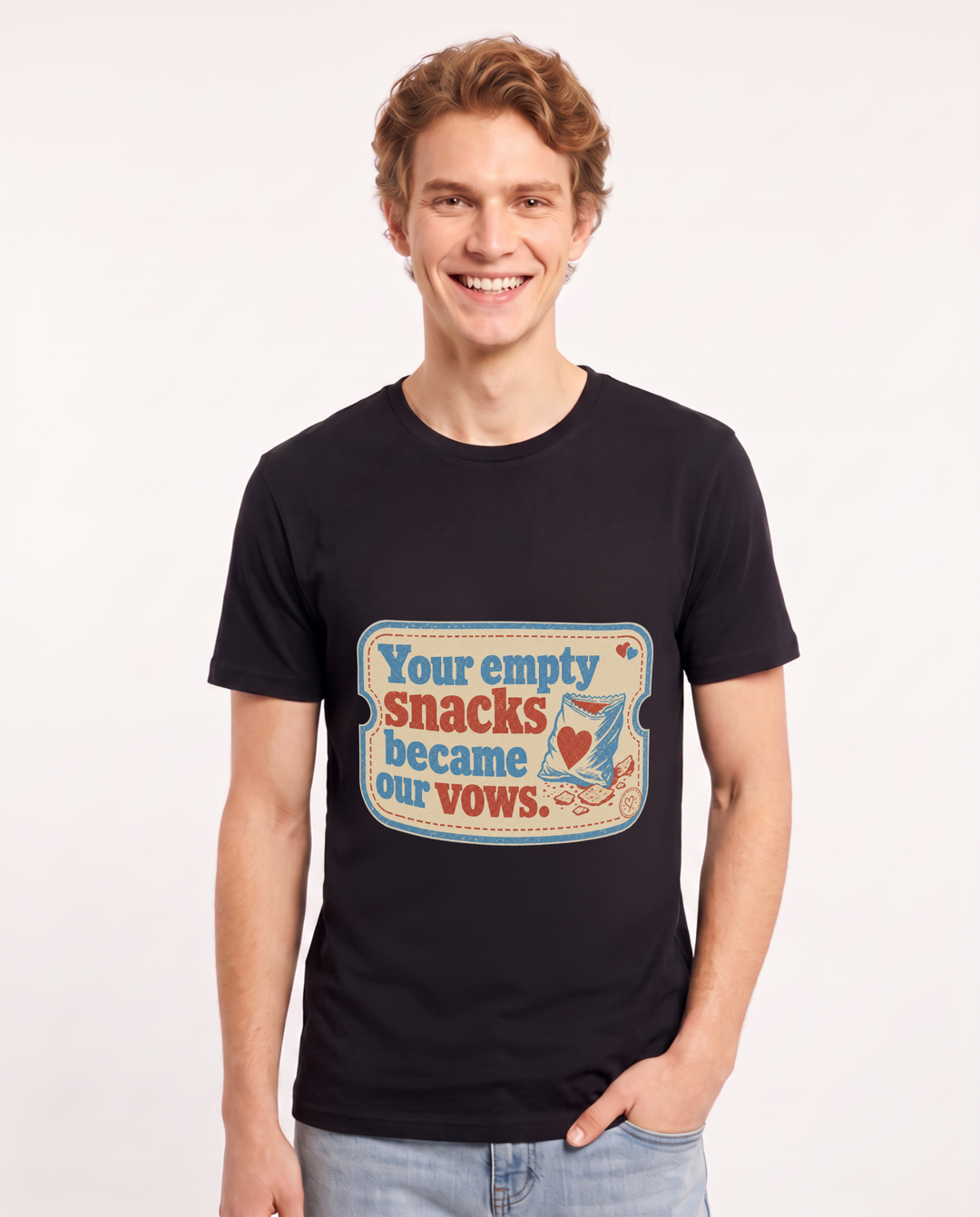 Couples Men's Black T-Shirt - Your empty snacks became our vows. product image 1
