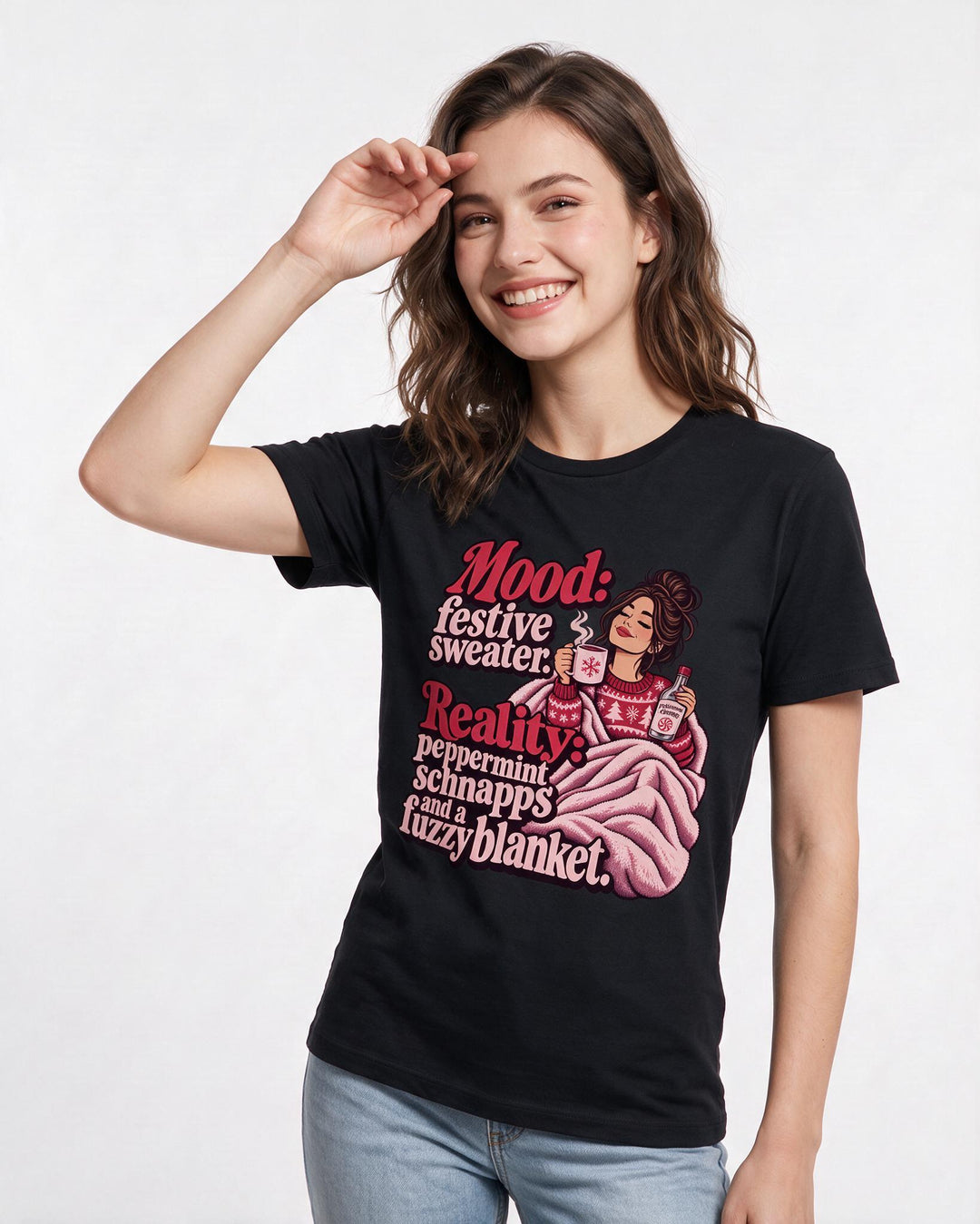Christmas Black T-Shirt for Women – Holiday Theme Graphic Tee product image 1