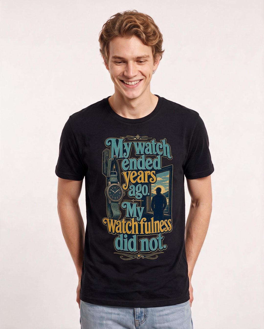 Veteran Men's Black T-Shirt – My watch ended years ago. My watchfulness did not. product image 3