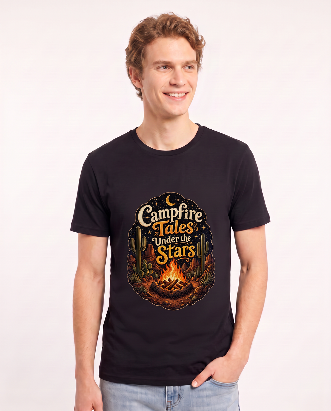 Campfire Tales Under the Stars Men's Black T-Shirt product image 1