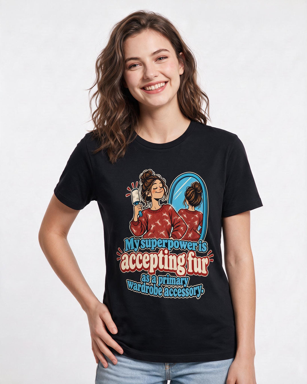 Cat Lover Black T-Shirt for Women – Everyday Expression Graphic Tee product image 1