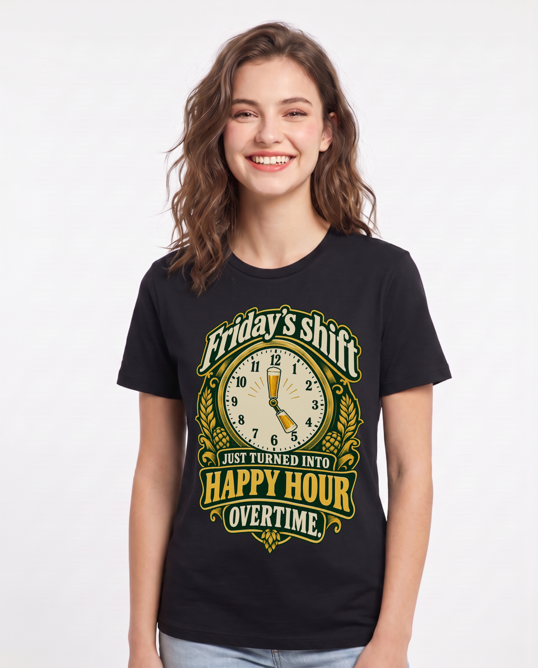 Beer Black T-Shirt for Women – Everyday Expression Graphic Tee product image 3