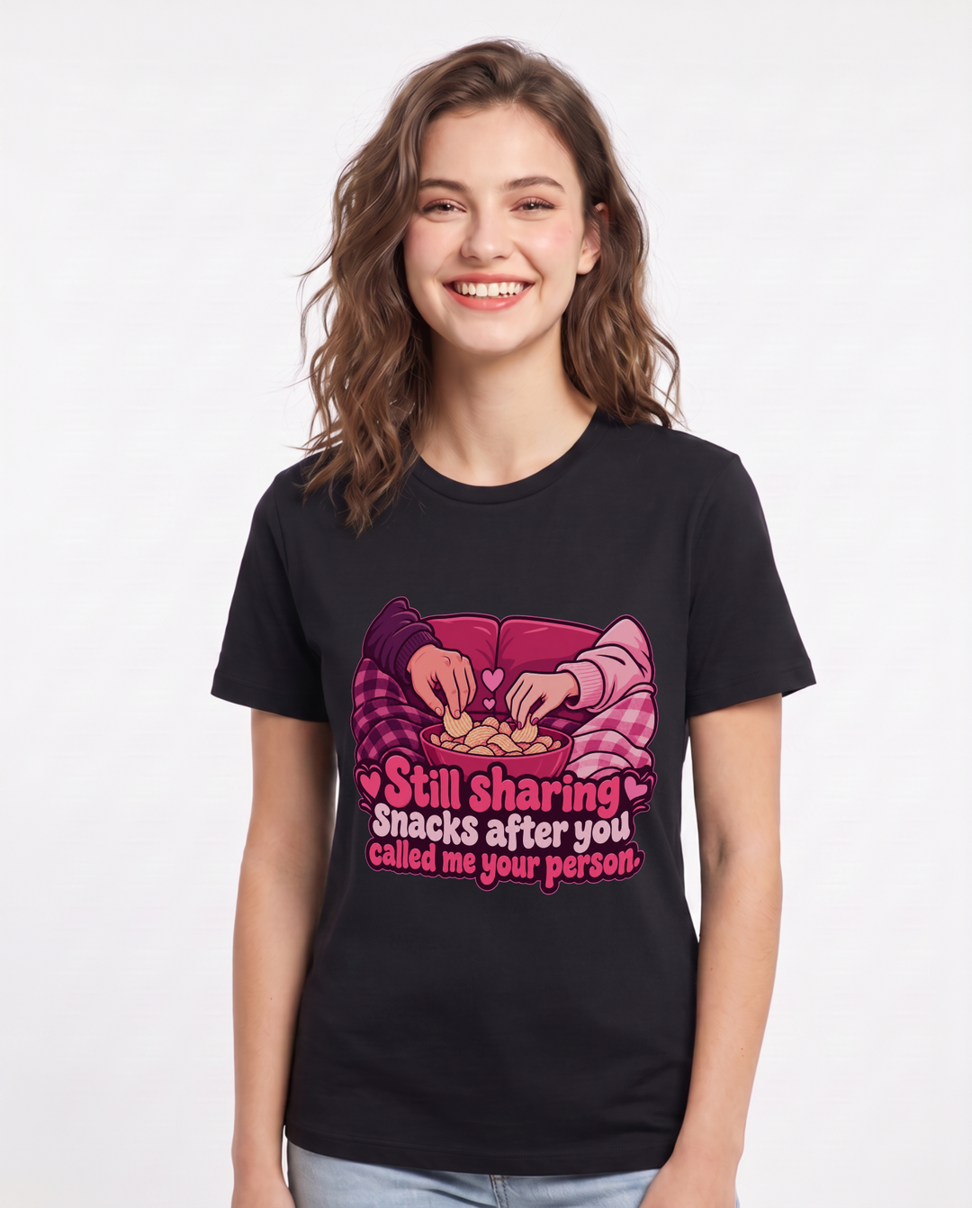 Couples Black T-Shirt for Women – Everyday Expression Graphic Tee product image 3