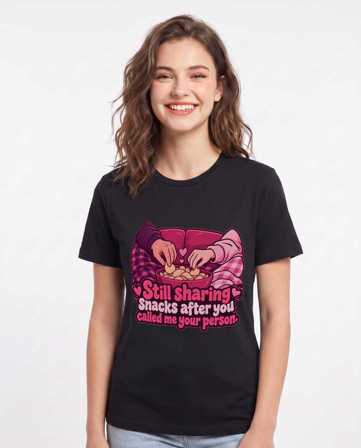Couples Black T-Shirt for Women – Everyday Expression Graphic Tee product image 3