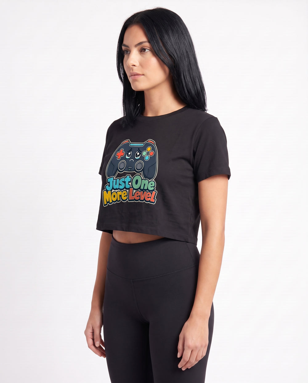 Just One More Level Crop Top mockup 2
