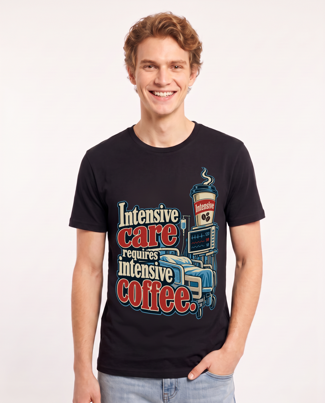 Nurse Black T-Shirt for Men – Nursing Life Graphic Tee product image 3