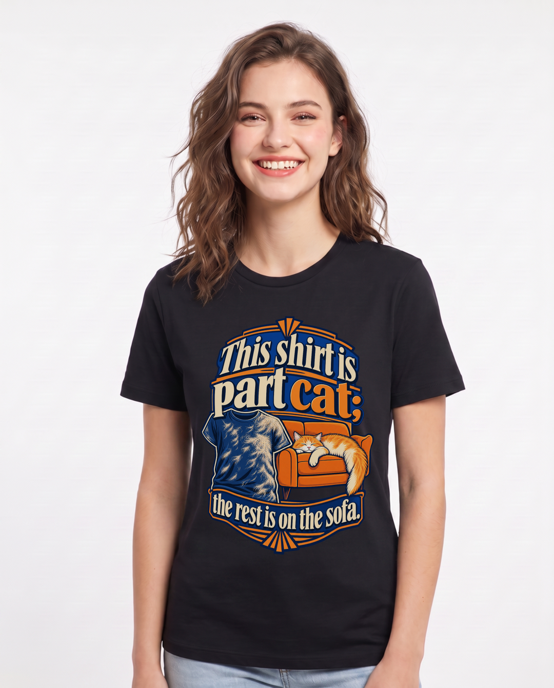 Cat Lover Black T-Shirt for Women – Everyday Expression Graphic Tee product image 3