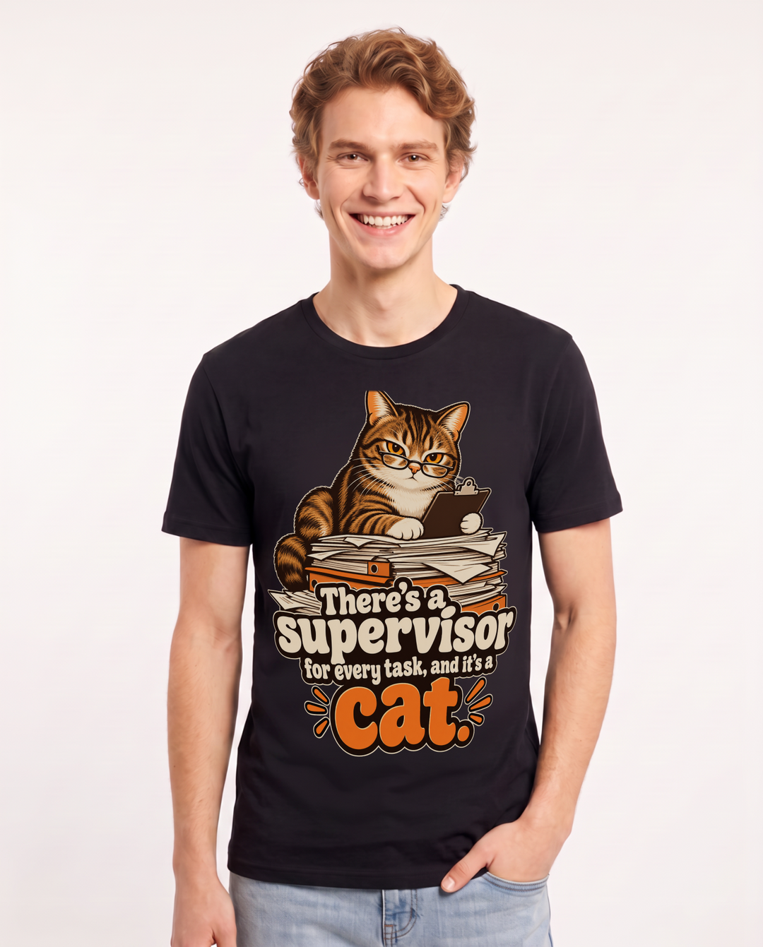 Cat Lover Black T-Shirt for Men – Everyday Expression Graphic Tee product image 3